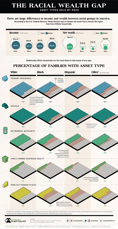 The Racial Wealth Gap in America: Asset Types Held by Race Report Graphic Design, Black Wealth, Racial Equity, Wealth Inequality, No Income, Female Entrepreneurship, Economic Inequality, Income Inequality, Jaylen Brown