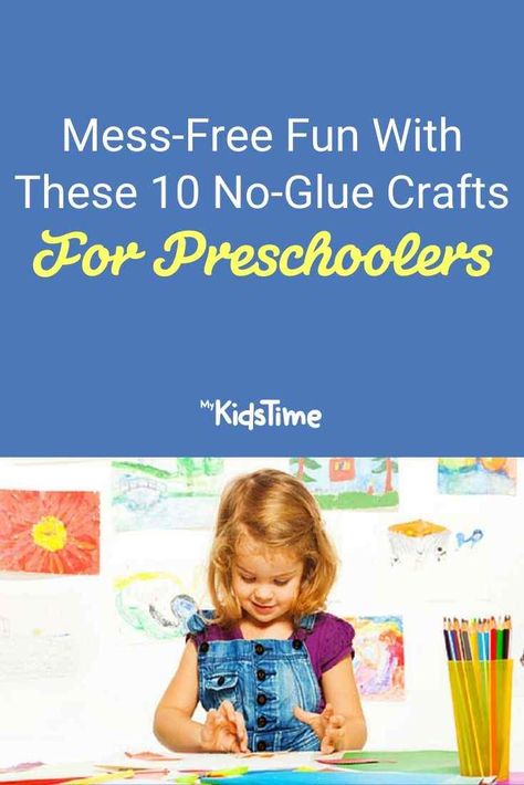 Want to keep those preschoolers busy but dread the thoughts of having glue and the inevitable sticky mess all over your table, walls, chairs etc.? We hear you! Mess-free fun is guaranteed with these 10 No-Glue Crafts for Preschoolers. No Mess Preschool Crafts, No Glue Crafts, Glue Activities, Easy Preschool Crafts, Crafts For Preschoolers, Glue Craft, Indoor Ideas, Group Crafts, Free Preschool