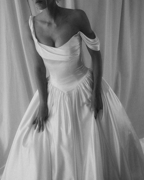 FLOURE | Meet Charlotte. Featuring asymmetrical neckline draped softly over the bust, paired with a dropped waist corseted panel bodice and a silk… | Instagram Drop Waist Silk Dress, Wedding Dress Dropped Waist, Corset Drop Waist Wedding Dress, Drop Waist Corset Wedding Dress, Corset Draping, Drop Waist Wedding Dress, Fancy Clothes, Ta Ta, Waist Corset