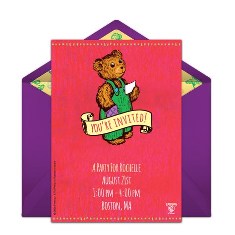 Corduroy Bear Birthday Party, Corduroy Bear, Online Baby Shower Invites, Free Baby Shower Invitations, Online Invitation, Teddy Bear Birthday, Bear Birthday Party, Free Baby Shower, 2nd Birthday Party Themes