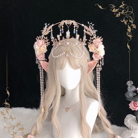 Crown With Pearls, Halo Tiara, Crown Wreath, Wreath Crown, Fantasy Crown, Elven Princess, Halo Headpiece, Goddess Outfit, Goddess Crown