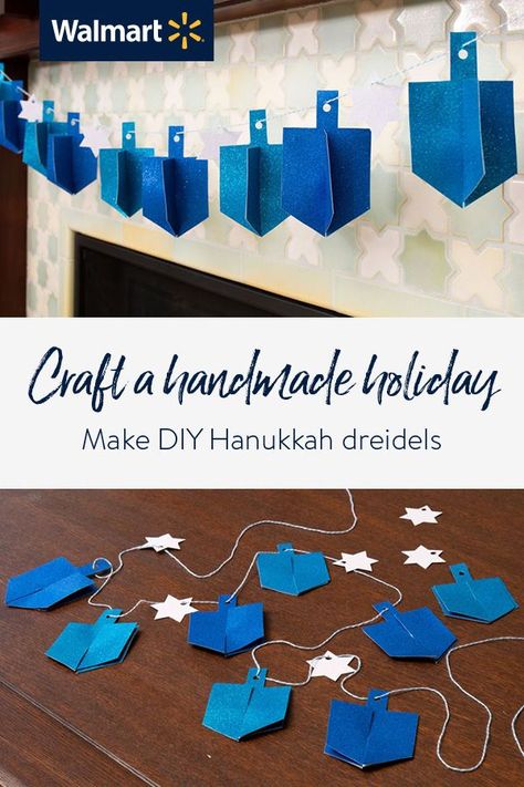 Hannukah Diy Decor, Hannukah Bulletin Boards, Hanukkah Ornaments Diy, Hanukkah Bulletin Board Ideas, Dreidel Craft, Hanukkah Decorations Diy, Walmart Crafts, Hannukah Decorations, Hanukkah Ideas