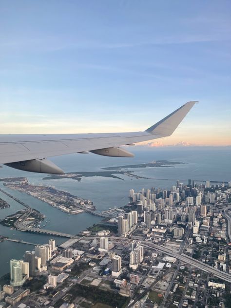 View from the airplane window when we took off from Miami, FL. #flight #airplane #miami #florida #travel #sky #sunset #airlines Miami From Airplane, Miami Plane View, Cebu Pacific Airlines, Plane Window View, Write Story, Plane Wing, Flight Airplane, Airplane Window View, Cebu Pacific