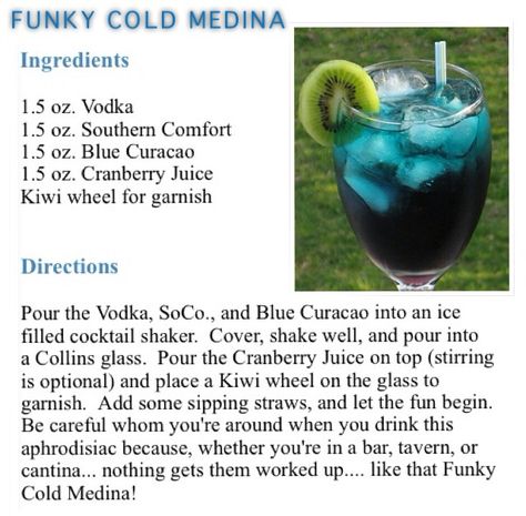 FUNKY COLD MEDINA Funky Cold Medina Drink, Funky Cold Medina, Flavored Vodka Drinks, Bartending Tips, Drinks Summer, Bartender Drinks, Specialty Drinks, Mix Drinks, Liquid Courage