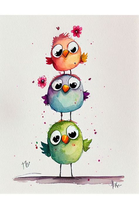 Bring some joy to any child's room with this stunning Magical Funny Bird Decor Set Wall Art Print. This Cute Birds Nursery Art Set Print is a high-quality digital download that is the perfect addition to your children's room watercolor decor or makes the perfect unique gift. The vibrant colors are captured in a unique and creative way, creating a one-of-a-kind piece of abstract art. Simply download, print, and frame - it's that easy! Bird Nursery Decor, Room Watercolor, Nursery Art Set, Whimsical Art Paintings, Watercolor Decor, Cute Nursery, Watercolor Birds, Watercolor Paintings For Beginners, Diy Watercolor Painting