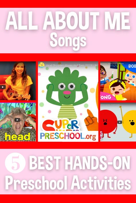 The 5 Best SONGS for ALL ABOUT ME Preschool Theme Best Preschool Songs, All About Me Preschool Songs, All About Me Songs For Toddlers, All About Me Songs Preschool, All About Me Theme For Toddlers, All About Me Songs, All About Me Toddler Theme, Preschool All About Me Activities, All About Me Preschool Theme