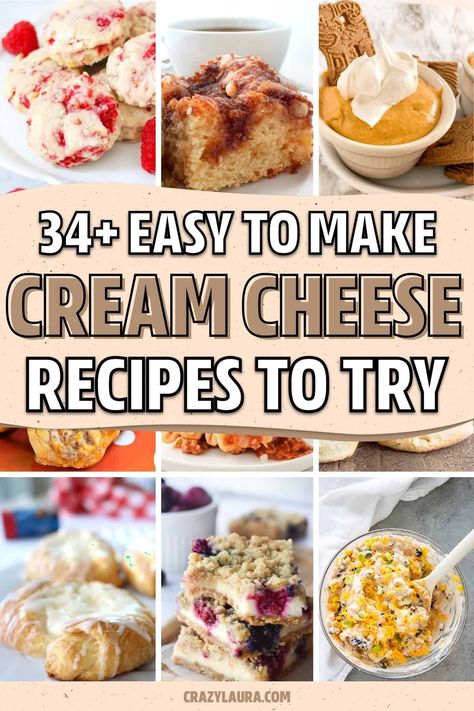 Block Of Cream Cheese Recipe, Ways To Use Cream Cheese, Recipes That Use Cream Cheese, 4 Oz Cream Cheese Recipes, Cream Cheese Recipes Savory, Dessert Using Cream Cheese, Easy Cream Cheese Recipes, Cream Cheese Desserts Easy, Homemade Cream Cheese Recipe