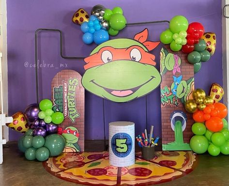 Ninja Turtle Birthday Decorations, Ninja Turtle Balloons, Tmnt Birthday Party Ideas, Ninja Turtles Birthday Party Ideas, Ninja Turtle Theme, Tmnt Cake, Tmnt Birthday, Ninja Turtles Birthday Party, Tmnt Party