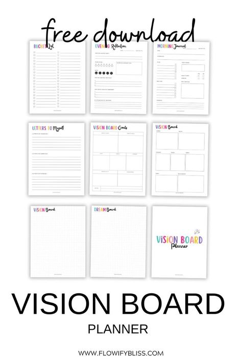 Vision Journal Ideas, Printable Vision Board Template, Vision Board Worksheet, Free Vision Board Template, Vision Journal, Vision Board Journal, Free Vision Board, Vision Board Planner, Vision Board Printables Vision Board Worksheet Free Printable, Dream Journal Template Free Printable, Vision Binder Ideas, 2025 Goals Template, Vision Board Template Free Printable, Vision Board Printables Free, Printable Vision Board Template, Digital Vision Board Template, Vision Board Worksheet