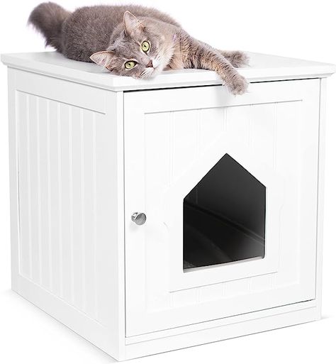 Amazon.com: BIRDROCK Home Decorative Cat House & Side Table - Cat Home Nightstand - Indoor Pet Crate - Litter Box Enclosure - Hooded Hidden Pet Box - Cats Furniture Cabinet - Kitty Washroom - White : Pet Supplies Cat Litter Cabinet, Kitten Supplies, Hidden Litter Boxes, Cat Litter Box Enclosure, Litter Box Furniture, Litter Box Enclosure, Dining Room Hutch, Cat Litter Box Furniture, Cats Furniture