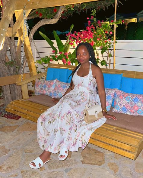 Curated on LTK | Floral dress for beautiful summer evenings on vacation | Botanical Garden | Zakynthos, Greece | Black Girl Botanical Garden Outfit, Garden Outfit, Zakynthos Greece, Summer Evening, Botanical Garden, Dresses Black, Beautiful Summer, On Vacation, Flower Dresses