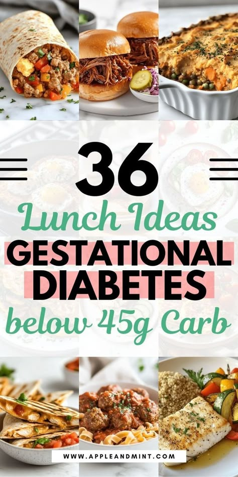 36 quick and easy lunch ideas for gestational diet pregnancy meals. Perfect for busy moms at work Low Carb Meals For Pregnant Women, Low Carb Recipes For Pregnant Women, Low Carb Snacks For Gestational Diabetics, Meals For Pregnant Diabetics, Gestational Diet Pregnancy Dinner Recipes, Gestational Diabetics Dessert, Gestational Diabetics Food Recipes, Low Carb Pregnancy Meals, Easy Meals For Pregnant Women