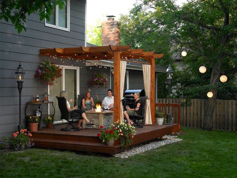 fetching patio pergola with fireplaces designs for small backyard: outdoor small  patio ideas Design Per Patio, Attached Pergola, Yard Makeover, Casa Interior, Low Deck, Wood Pergola, Pergola Design, Ideas Backyard, Have Inspiration