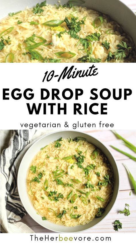 Recipe With Leftover Rice, Vegetarian Rice Recipes, Leftover Rice Recipes, Vegetarian Fried Rice, Soup With Rice, Fried Rice With Egg, Vegetarian Gluten Free, Quick Lunch Recipes, Rice Soup Recipes