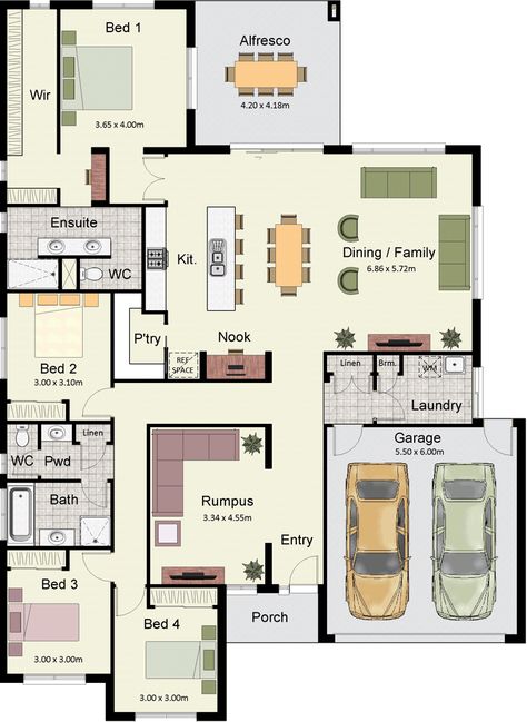 Hotondo Homes, Rumpus Room, Garage Laundry, 4 Bedroom House Plans, Home Design Floor Plans, Games Room, House Blueprints, Bedroom House Plans, New House Plans