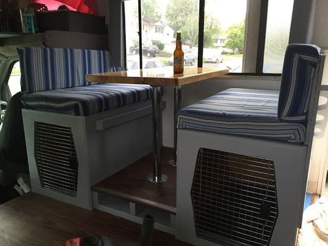 The Blonde (now Brunette!) and the Dizzy Dogs: RV Renovations Continue with the Dinette to Dog Crates! Astuces Camping-car, Travel Trailer Organization, Auto Camping, Camping Vintage, Trailer Storage, Camper Trailer Remodel, Camping Diy, Camper Organization, Rv Travel Trailers