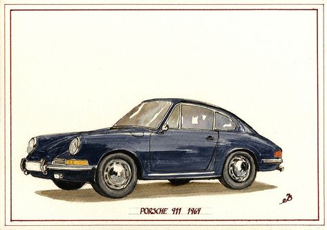 Painting Widget, Cars Watercolor, Turtle Sketch, Porsche Art, Viennese Waltz, Porsche 930, Car Artwork, Dorm Posters, Classic Sports Cars