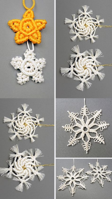 Christmas ornaments diy, Christmas crafts, Easy Macrame, Christmas tree decorations, 5 minute crafts, diy Christmas decorations, Christmas tree diy, macrame for beginners, weaving, room decorating, rope crafts, Gift ideas, decoraciones de navidad, Weihnachten, Natale, Noël, Macrame Star, ringless star, star ornament, snowflake tutorial ,easy crafts, makramee, makrama, holiday crafts, Diy Macrame Christmas Ornaments, Christmas Ornaments Easy, Diy Macrame Christmas, Macrame Christmas Ornaments, Macrame School, Macrame Ornaments, Christmas Wreath Craft, Crochet Ornament Patterns, Free Macrame Patterns