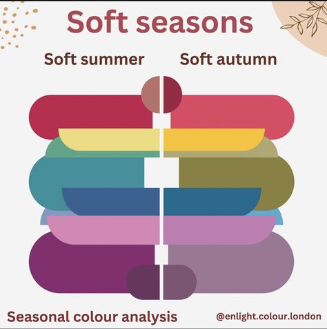 Soft Summer Vs Soft Autumn, Soft Autumn Makeup, Winter Skin Tone, Summer Skin Tone, Complexion Colors, Soft Autumn Palette, Soft Autumn Color Palette, Soft Summer Palette, Soft Summer Color Palette