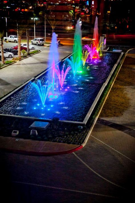 Colorful fountain at The Centre Escondido.~ Fountain Ideas Outdoor, Outdoor Fountain Ideas, Garden Fountain Ideas, Garden Waterfall Ideas, Waterfall Ideas, Outdoor Wall Fountains, Water Fountain Design, Fountain Ideas, Kolam Air