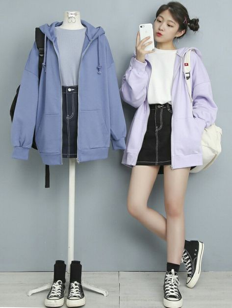 Korean Street Fashion Skirt, Korean Jacket Outfit, Korean Outfit Skirt, Korean Style Jacket, Moda Ulzzang, Korean Jacket, Jacket Korean, Korean Outfit Street Styles, Korean Casual Outfits