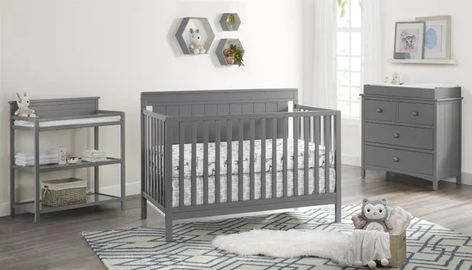 Saybrook 4-in-1 Standard Convertible Crib 4 In 1 Crib, Wooden Cribs, Baby Cribs Convertible, Full Size Headboard, Guard Rail, Baby Boy Room Nursery, North Bay, Dresser Sets, Crib Sets