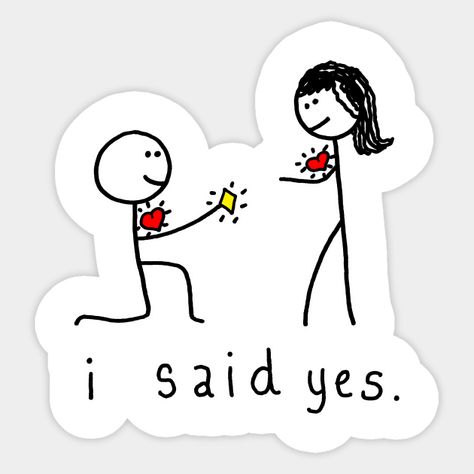 I Said Yes Quotes, Cute Stick Figures, Yes Quotes, Engagement Stickers, 2024 Scrapbook, Said Yes Engagement, Asl Sign Language Words, Man Proposing, Couple Quotes Funny