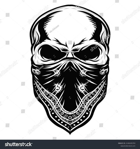 Bandana skull illustration. Logo and tattoo design. Stock Illustration 2146245793 | Shutterstock Skull With Bandana, Geometric Tattoo Leg, Demon Skull, Tattoo Leg, Skull Illustration, Illustration Logo, Leg Tattoos, Tattoo Design, Image Illustration