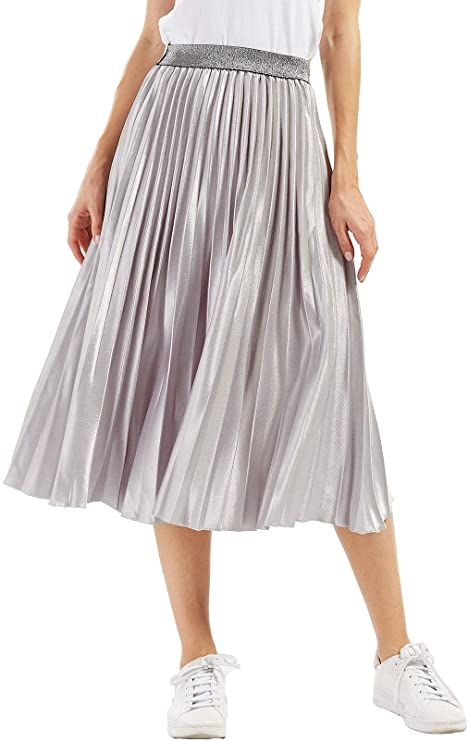 Silver pleated skirt outfit | Casual.  silver pleated skirt outfit classy ,silver pleated skirt outfit wedding silver pleated skirt outfit winter, silver pleated skirt outfit summer, silver pleated skirt outfit party, silver pleated skirt outfit street styles, silver pleated skirt outfit formal I get commissions for purchases made through links in this post. #ad Silver Pleated Skirt Outfit Pleated Skirt Outfit Wedding, Pleated Skirt Outfit Formal, Silver Pleated Skirt Outfit, Pleated Skirt Outfit Casual, Pleated Skirt Outfit Summer, Midi Skirt Outfit Casual, Silver Pleated Skirt, Silver Midi Skirt, Skirt Outfit Casual