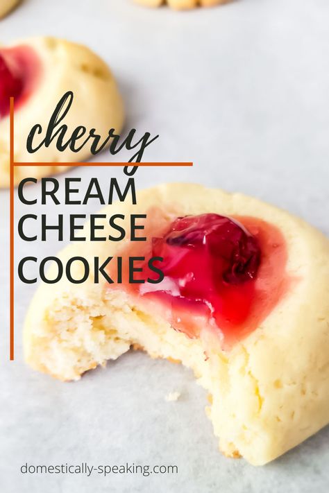 Cream Cheese Thumbprint Cookies, Cheese Thumbprint Cookies, Cheese Cookies Recipe, Cherry Cream Cheese, Cream Cheese Cookie Recipe, Jam Thumbprint Cookies, Handbag Sewing, Favorite Christmas Recipes, Thumbprint Cookies Recipe