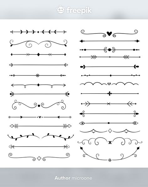 Hand drawn dividers. line design element... | Premium Vector #Freepik #vector #vintage #certificate #arrow #hand Margin Lines Design, Divider Line Design, Arrow Border Design, Aesthetic Underline, Text Dividers Hand Drawn, Chart Borders Design, Design Border For Project, Margin Design, Aesthetic Boarders Designs