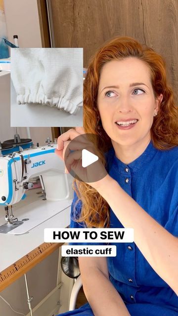 Julija Gobere on Instagram: "Easy technique for sewing elastic to cuff🤗 When sewing cuffs or pants bottoms, I like to use this method as it allows to install elastic with just one seam 🤗 Save this technique for your next project!  #sewingtutorial #howtosew #sewingproject #sewingideas #sewingteacher #sewingmachine #sewingforkids #sewingtechniques #seams" How To Sew Elastic Waistband, Sewing An Elastic Waistband, How To Sew Elastic In Sleeves, Types Of Elastic For Sewing, How To Sew Elastic Waistband Pajama Pants, Elastic Waistband Tutorial, Sewing Pants, Sewing Elastic, Cuffed Pants