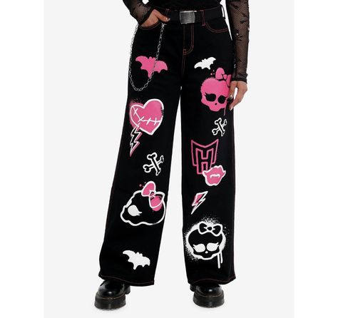 Y2k Alternative Fashion, Monster High Collection, Pastel Goth Outfits, Gothic Pants, Pink Contrast, Icons Girls, Scene Outfits, Roblox T-shirt, Future Outfit