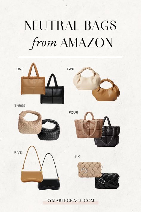 Neutral Bags from Amazon Affordable Luxury Bags, Handbag Must Haves, Amazon Bags Handbags, Trendy Handbags 2024, Amazon Purse Must Haves, Amazon Tote Bag, Small Everyday Bag, Trendy Purses 2023, Best Amazon Purses