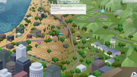 Sims 4 Del Sol Valley Map With Lot Sizes The Sims 4 Get Famous, Sims 4 Get Famous, Die Sims 4, Famous Houses, Sims 4 Cc Makeup, Sims 4 Cc Skin, Save File, Sims 4 Update, Sims 4 Cc Furniture