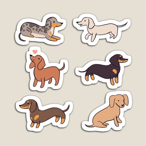 Sausage Dog Cartoon, Cute Dachshund Drawings, Dog Cute Illustration, Sausage Dog Illustration, Funny Pet Memes, Dachshund Sticker, Dachshund Hot Dog, Cute Dog Stickers, Drawing Tricks