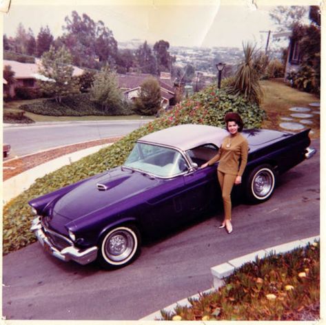 Celebs Are Just Like Us: Lovely Snapshots That Capture Daily Life's Moments of Famous People From the 1960s ~ vintage everyday Annette Funicello, Carros Vintage, Ricky Nelson, Purple Car, Gilles Villeneuve, People Poses, Ford Thunderbird, Us Cars, Custom Painted