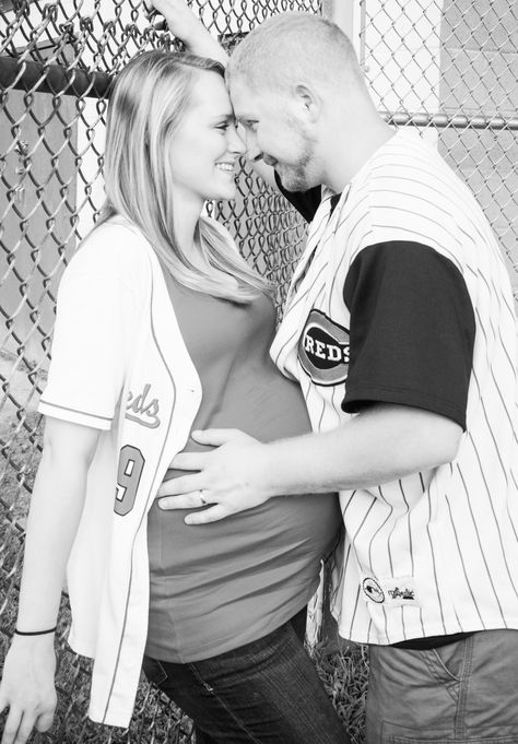 Baseball Maternity Pictures, Half Baked Pregnancy Photo With Husband, Baseball Theme Maternity Photos, Sports Bra Maternity Pics, 20 Week Pregnancy Photos With Husband, Baseball Maternity, Baseball Pregnancy Announcement, Baby 2 Announcement, Maternity Ideas