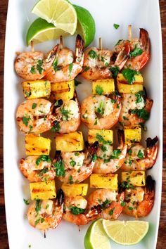 Shrimp And Pineapple, Cilantro Butter, Pineapple Skewers, Pineapple Kabobs, Pineapple Skewer, Shrimp Skewers, Kabob Recipes, Resep Diet, Shrimp Recipe