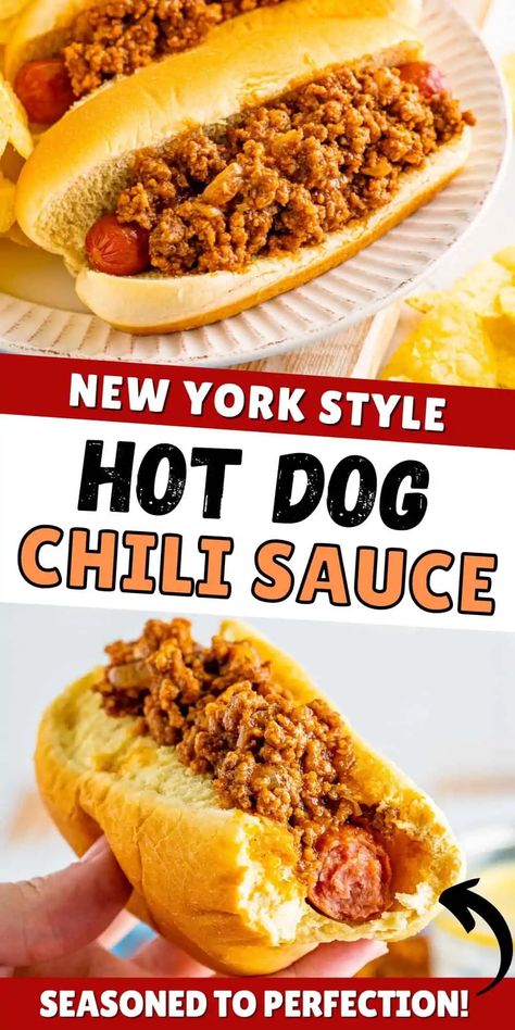 Easy Hot Dog Sauce, Easy Hot Dog Chili Recipe Coney Sauce, Easy Coney Dog Sauce, Coney Dog Sauce Recipe, Hot Dog Sauce Recipe Homemade, Hot Dog Chilli, Coney Island Hot Dog Sauce, Chili Hotdogs, Coney Dog Sauce