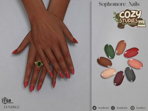 The Sims Resource - (Cozy Studies) Sophomore Nails Sims 4 Cc Nails Long, Outfits Sims 4 Cc, Sims 4 Cc Clothes Baddie, Sims 4 Cc Nails, Sims Nails, Clothes Baddie, Cottagecore Nails, Sims 4 Free Mods, Cc Nails