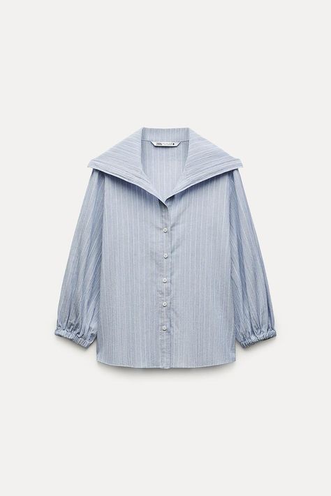 STRIPED ZW COLLECTION SHIRT - Light blue | ZARA Australia Zara Light Blue Long Sleeve Shirt, Zara Striped Collared Tops, Zara Button-up Shirt, Zara Cotton Button-up Shirt, Zara Light Blue Button-up Blouse, Strip Blouse, Zara Australia, Zara Blouse, Zara Shirt