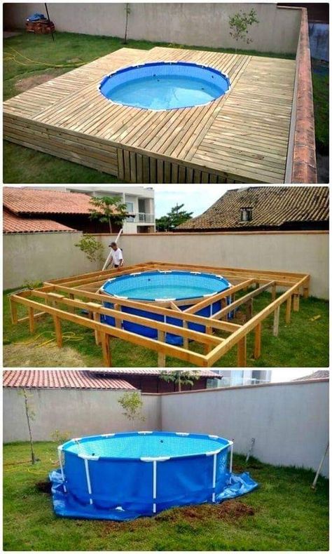 Piscina Pallet, Wood Lanterns, Rustic Wood Lanterns, Deck Piscina, Swimming Pool Decks, Diy Swimming Pool, Above Ground Pool Landscaping, Budget Patio, Diy Pool