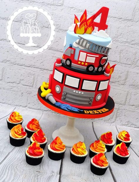 Firefighter Birthday Cakes, Fire Engine Cake, Fire Engine Birthday, Fire Fighter Cake, Fireman Cake, Toddler Birthday Cakes, Firetruck Cake, Truck Birthday Cakes, Fireman Party