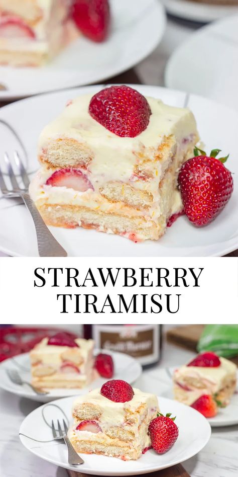 Tiramisu Different Flavors, Tiramisu Recipe Strawberry, Healthy Italian Desserts, Strawberries And Cream Dessert, Unexpected Recipes, Strawberry Tiramisu Recipe, Raspberry Tiramisu, Strawberry Tiramisu, Dessert Strawberry