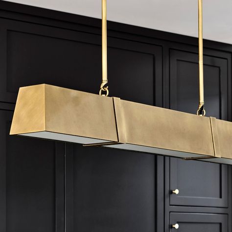 Fillmore Linear Chandelier | Williams Sonoma Chandelier Over Kitchen Island, Linear Chandelier Dining Room, Linear Light Fixture, Linear Pendant Lighting, Led Panels, Rattan Chandelier, Barn Kitchen, Rectangular Chandelier, Kitchen Chandelier