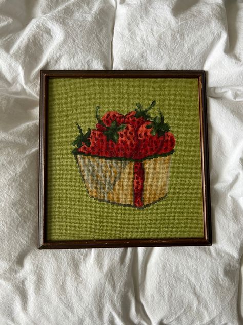 Dainty Wall Art, Needlepoint Wall Art, Needlepoint Aesthetic, Thrift Aesthetic, Thrifted Decor, Vintage Baking, Vintage Needlepoint, In This House We, Needle Art