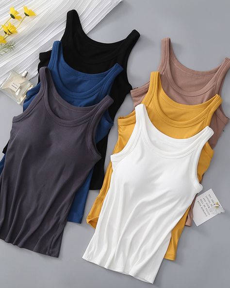 TrendingView: ZCMF Round Neck Tank with Bra ✅ Link in Bio also : www.TrendingView.shop/ 5 - 10 Business Days Shipping From Overseas. Expedited shipping available for sample orders. $3.99 shipping cost on this product. 7 Day Return & Refund Features: Basic styleSheer: OpaqueStretch: Moderate stretchMaterial composition: 95% viscose, 5% spandexCare instructions: Machine wash cold. Tumble dry low.Imported Tank Top Styles, Boston Shopping, Athletic Wear Womens, Maxi Dress Formal, Free App, Denim Shorts Women, Short Leggings, Clothing Co, Basic Style