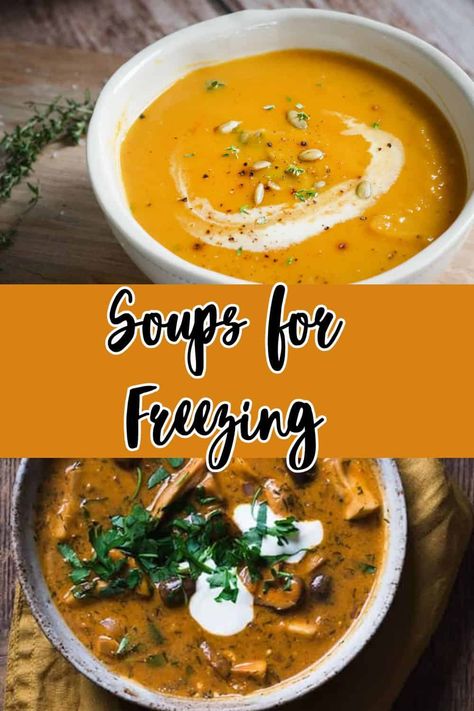 There's no better feeling than having the freezer stocked with all sorts of soup! My Soups for Freezing guide is here to make meal prep easy! via @thesundaysupper Healthy Soup Recipes Freezable, Freezer Meal Prep Soup, Healthy Freezer Soups, Soups For Freezer, Freezer Meal Soup Recipes, Crockpot Soup Freezer Meals, Good Soups To Freeze, Soup Freezer Storage, Freezer Crockpot Soups