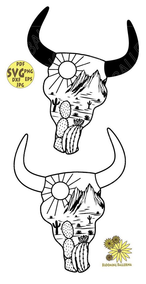 Cow Skull Drawing, Cow Skull Svg, Skull Cactus, Desert Scenes, Cactus Svg, Cow Skulls, Wood Burning Stencils, Boho Svg, Southwest Boho